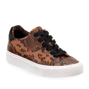 rag & bone Womens 8 / 38 Army Snake Lace Up Sneakers Snakeskin Brown Black Shoes
